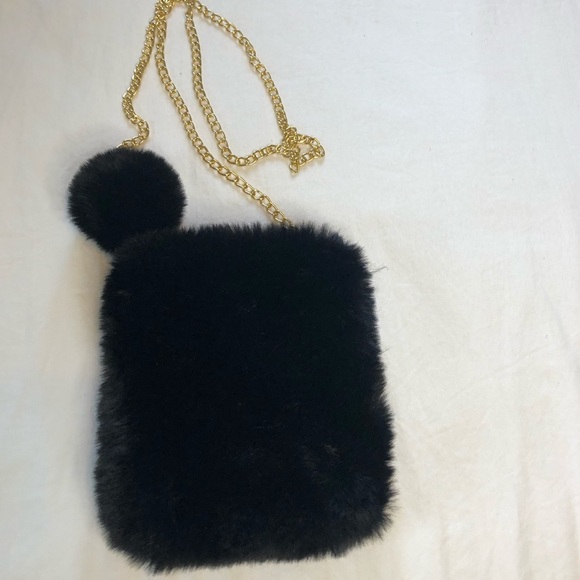 Faux Fur Crossbody With Gold-Tone Chain Strap - Picture 2 of 4